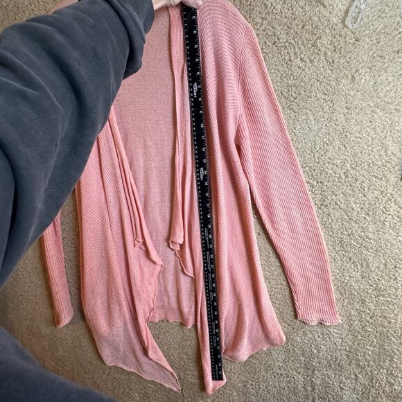 Eileen Fisher 100% Linen Cardigan Sweater Baby Pink Open Front Light Weight Sz L - Picture 11 of 11
